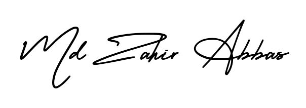 Express your personality with a custom Md Zahir Abbas signature crafted with AmerikaSignatureDemo-Regular typography. Free transparent PNG download available. Md Zahir Abbas signature style 3 images and pictures png