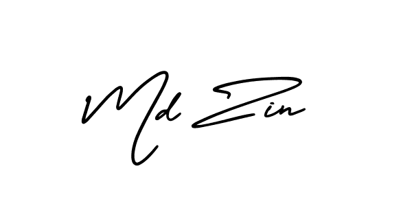 Design your own signature with our free online signature maker. With this signature software, you can create a handwritten (AmerikaSignatureDemo-Regular) signature for name Md Zin. Md Zin signature style 3 images and pictures png