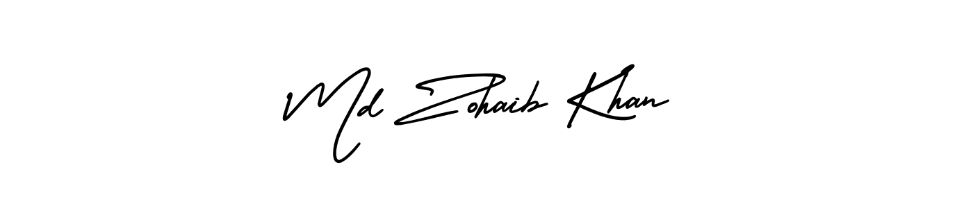 You should practise on your own different ways (AmerikaSignatureDemo-Regular) to write your name (Md Zohaib Khan) in signature. don't let someone else do it for you. Md Zohaib Khan signature style 3 images and pictures png