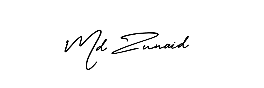 How to make Md Zunaid name signature. Use AmerikaSignatureDemo-Regular style for creating short signs online. This is the latest handwritten sign. Md Zunaid signature style 3 images and pictures png