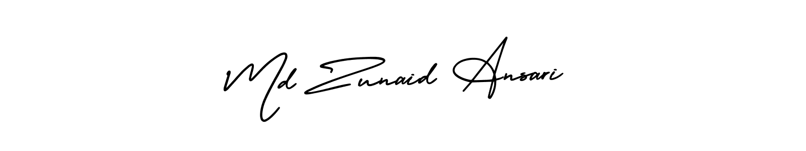 The best way (AmerikaSignatureDemo-Regular) to make a short signature is to pick only two or three words in your name. The name Md Zunaid Ansari include a total of six letters. For converting this name. Md Zunaid Ansari signature style 3 images and pictures png