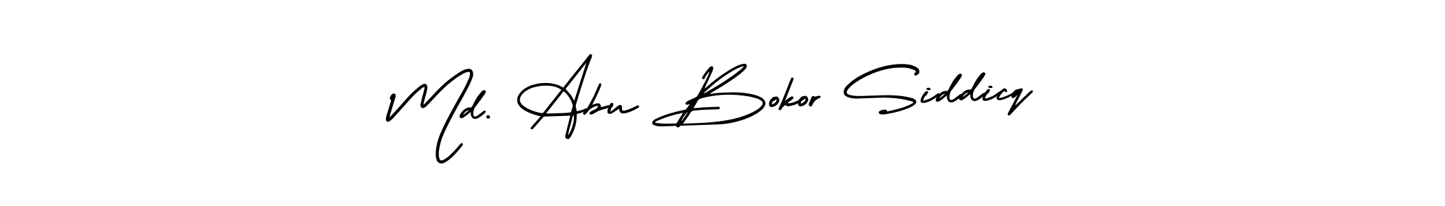 You should practise on your own different ways (AmerikaSignatureDemo-Regular) to write your name (Md. Abu Bokor Siddicq) in signature. don't let someone else do it for you. Md. Abu Bokor Siddicq signature style 3 images and pictures png