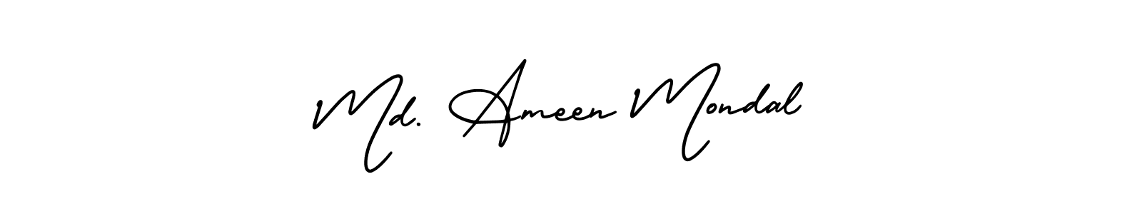 This is the best signature style for the Md. Ameen Mondal name. Also you like these signature font (AmerikaSignatureDemo-Regular). Mix name signature. Md. Ameen Mondal signature style 3 images and pictures png