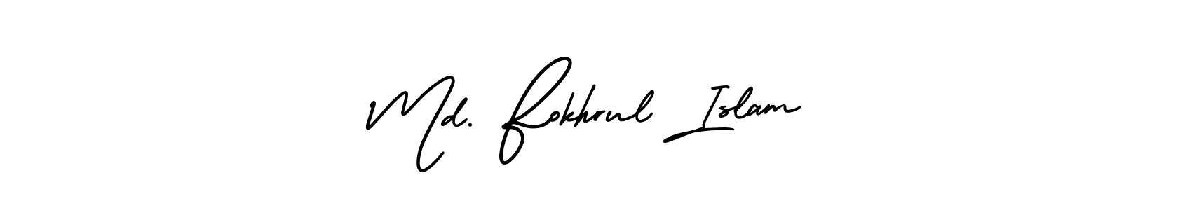 The best way (AmerikaSignatureDemo-Regular) to make a short signature is to pick only two or three words in your name. The name Md. Fokhrul Islam include a total of six letters. For converting this name. Md. Fokhrul Islam signature style 3 images and pictures png