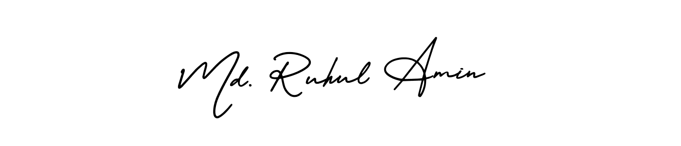 The best way (AmerikaSignatureDemo-Regular) to make a short signature is to pick only two or three words in your name. The name Md. Ruhul Amin include a total of six letters. For converting this name. Md. Ruhul Amin signature style 3 images and pictures png