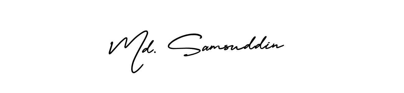 The best way (AmerikaSignatureDemo-Regular) to make a short signature is to pick only two or three words in your name. The name Md. Samsuddin include a total of six letters. For converting this name. Md. Samsuddin signature style 3 images and pictures png