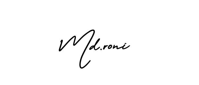 if you are searching for the best signature style for your name Md.roni. so please give up your signature search. here we have designed multiple signature styles  using AmerikaSignatureDemo-Regular. Md.roni signature style 3 images and pictures png