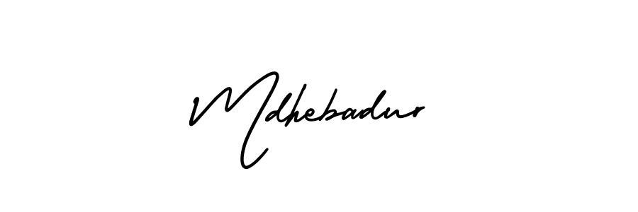 It looks lik you need a new signature style for name Mdhebadur. Design unique handwritten (AmerikaSignatureDemo-Regular) signature with our free signature maker in just a few clicks. Mdhebadur signature style 3 images and pictures png