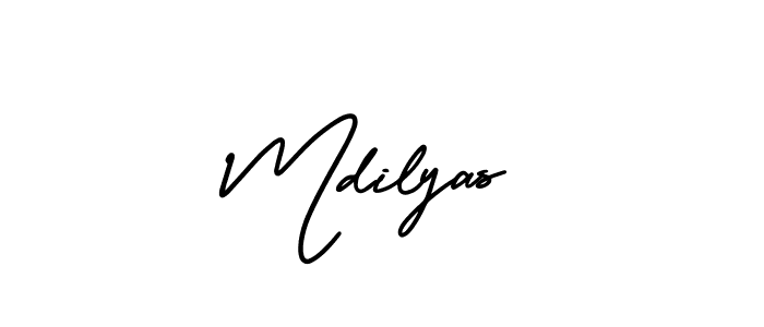 You should practise on your own different ways (AmerikaSignatureDemo-Regular) to write your name (Mdilyas) in signature. don't let someone else do it for you. Mdilyas signature style 3 images and pictures png