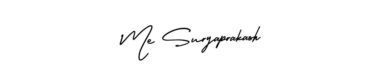 You should practise on your own different ways (AmerikaSignatureDemo-Regular) to write your name (Me Suryaprakash) in signature. don't let someone else do it for you. Me Suryaprakash signature style 3 images and pictures png