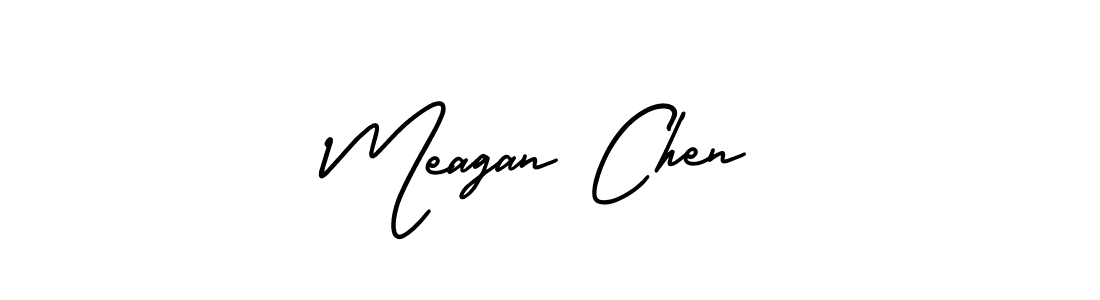 Meagan Chen stylish signature style. Best Handwritten Sign (AmerikaSignatureDemo-Regular) for my name. Handwritten Signature Collection Ideas for my name Meagan Chen. Meagan Chen signature style 3 images and pictures png