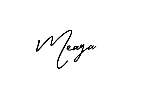 How to make Meaya name signature. Use AmerikaSignatureDemo-Regular style for creating short signs online. This is the latest handwritten sign. Meaya signature style 3 images and pictures png