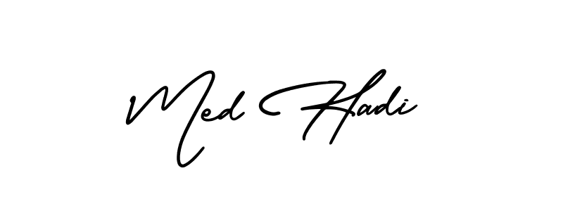 Similarly AmerikaSignatureDemo-Regular is the best handwritten signature design. Signature creator online .You can use it as an online autograph creator for name Med Hadi. Med Hadi signature style 3 images and pictures png