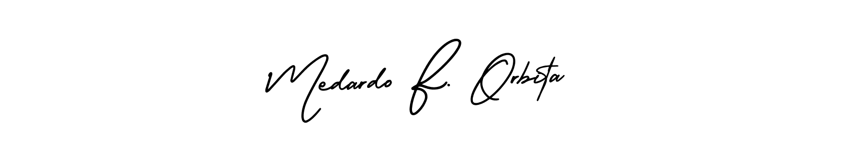 Similarly AmerikaSignatureDemo-Regular is the best handwritten signature design. Signature creator online .You can use it as an online autograph creator for name Medardo F. Orbita. Medardo F. Orbita signature style 3 images and pictures png