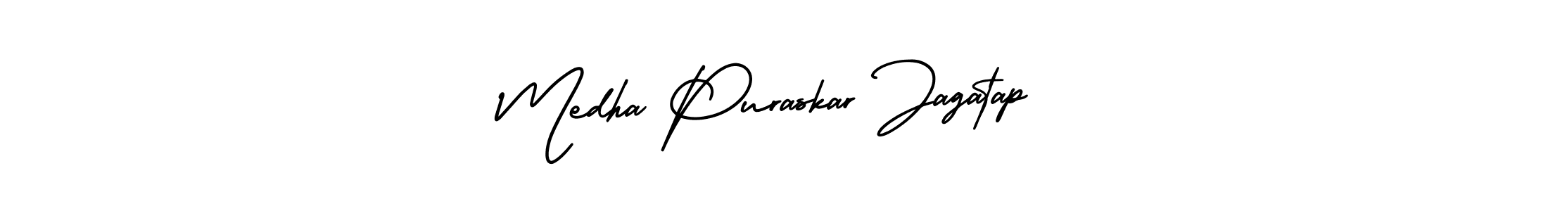 AmerikaSignatureDemo-Regular is a professional signature style that is perfect for those who want to add a touch of class to their signature. It is also a great choice for those who want to make their signature more unique. Get Medha Puraskar Jagatap name to fancy signature for free. Medha Puraskar Jagatap signature style 3 images and pictures png