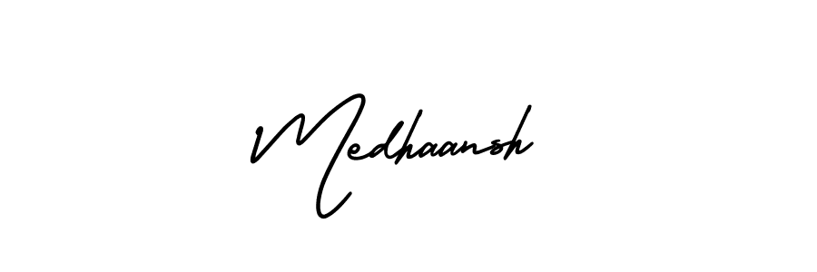 This is the best signature style for the Medhaansh name. Also you like these signature font (AmerikaSignatureDemo-Regular). Mix name signature. Medhaansh signature style 3 images and pictures png
