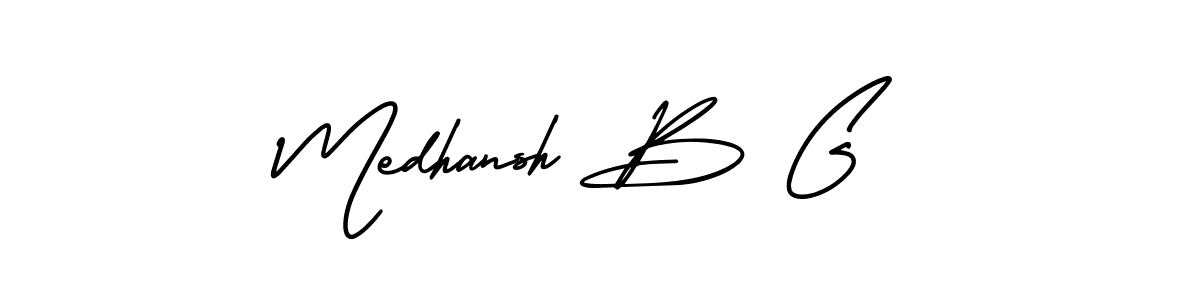 How to make Medhansh B G name signature. Use AmerikaSignatureDemo-Regular style for creating short signs online. This is the latest handwritten sign. Medhansh B G signature style 3 images and pictures png