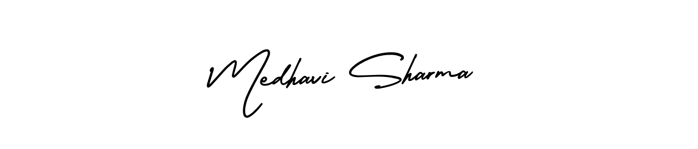 It looks lik you need a new signature style for name Medhavi Sharma. Design unique handwritten (AmerikaSignatureDemo-Regular) signature with our free signature maker in just a few clicks. Medhavi Sharma signature style 3 images and pictures png