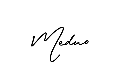 How to make Meduo name signature. Use AmerikaSignatureDemo-Regular style for creating short signs online. This is the latest handwritten sign. Meduo signature style 3 images and pictures png