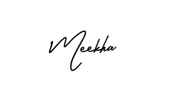 The best way (AmerikaSignatureDemo-Regular) to make a short signature is to pick only two or three words in your name. The name Meekha include a total of six letters. For converting this name. Meekha signature style 3 images and pictures png