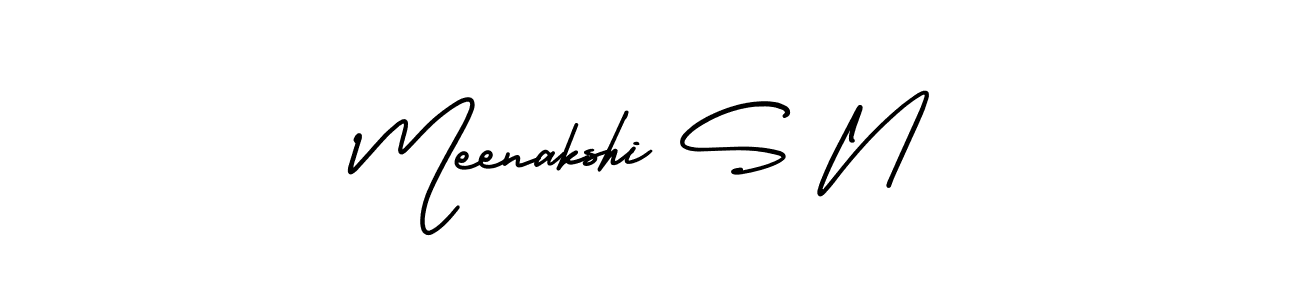 You should practise on your own different ways (AmerikaSignatureDemo-Regular) to write your name (Meenakshi S N) in signature. don't let someone else do it for you. Meenakshi S N signature style 3 images and pictures png