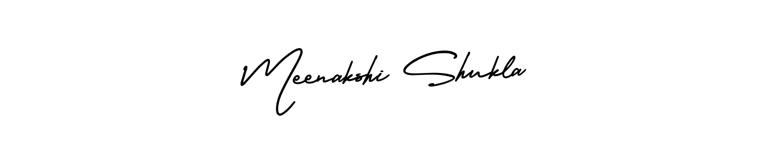 You should practise on your own different ways (AmerikaSignatureDemo-Regular) to write your name (Meenakshi Shukla) in signature. don't let someone else do it for you. Meenakshi Shukla signature style 3 images and pictures png