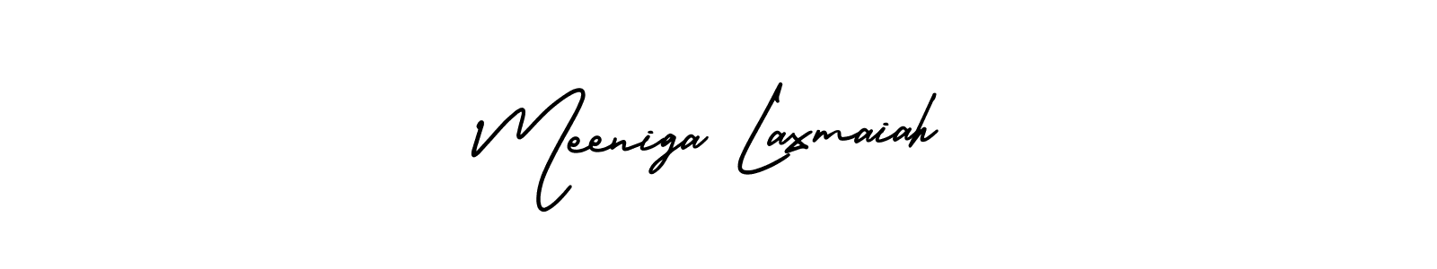AmerikaSignatureDemo-Regular is a professional signature style that is perfect for those who want to add a touch of class to their signature. It is also a great choice for those who want to make their signature more unique. Get Meeniga Laxmaiah name to fancy signature for free. Meeniga Laxmaiah signature style 3 images and pictures png