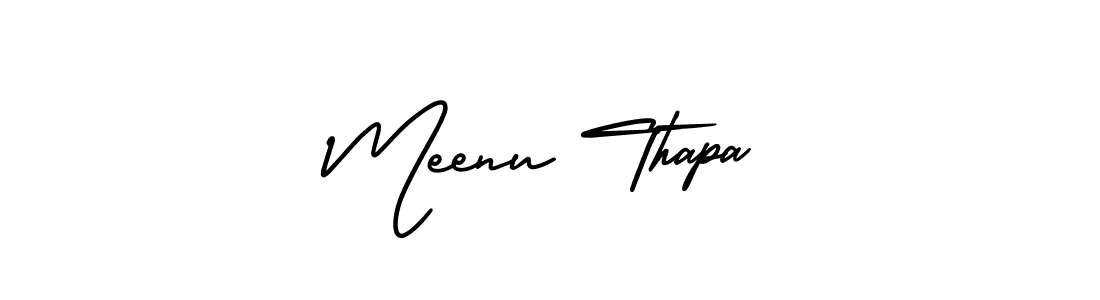 This is the best signature style for the Meenu Thapa name. Also you like these signature font (AmerikaSignatureDemo-Regular). Mix name signature. Meenu Thapa signature style 3 images and pictures png