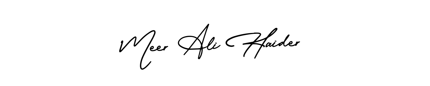 This is the best signature style for the Meer Ali Haider name. Also you like these signature font (AmerikaSignatureDemo-Regular). Mix name signature. Meer Ali Haider signature style 3 images and pictures png