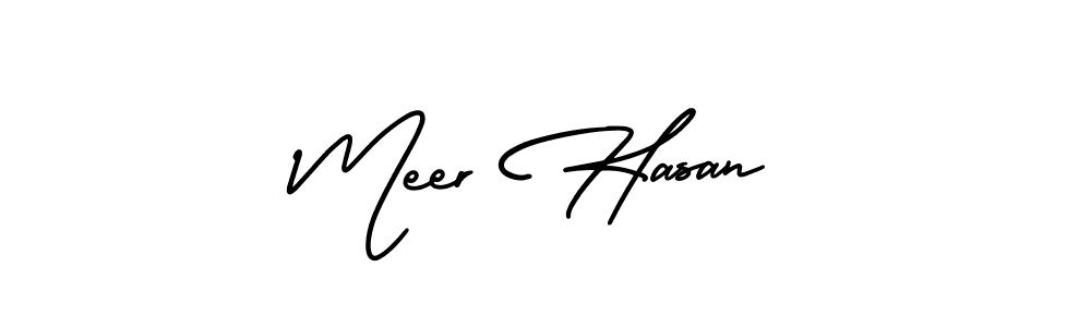 The best way (AmerikaSignatureDemo-Regular) to make a short signature is to pick only two or three words in your name. The name Meer Hasan include a total of six letters. For converting this name. Meer Hasan signature style 3 images and pictures png