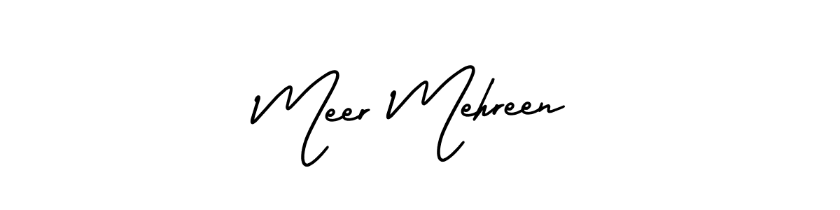 How to make Meer Mehreen name signature. Use AmerikaSignatureDemo-Regular style for creating short signs online. This is the latest handwritten sign. Meer Mehreen signature style 3 images and pictures png