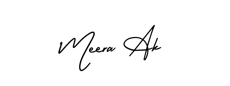 How to make Meera Ak name signature. Use AmerikaSignatureDemo-Regular style for creating short signs online. This is the latest handwritten sign. Meera Ak signature style 3 images and pictures png