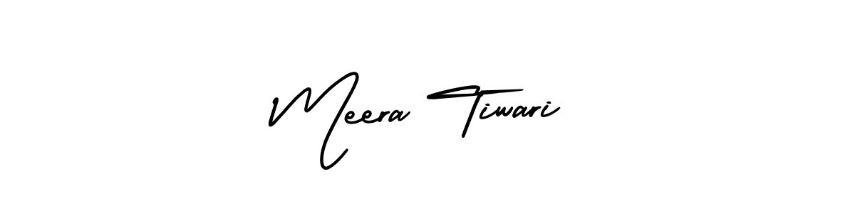 You should practise on your own different ways (AmerikaSignatureDemo-Regular) to write your name (Meera Tiwari) in signature. don't let someone else do it for you. Meera Tiwari signature style 3 images and pictures png