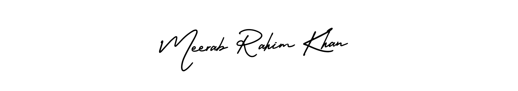 This is the best signature style for the Meerab Rahim Khan name. Also you like these signature font (AmerikaSignatureDemo-Regular). Mix name signature. Meerab Rahim Khan signature style 3 images and pictures png