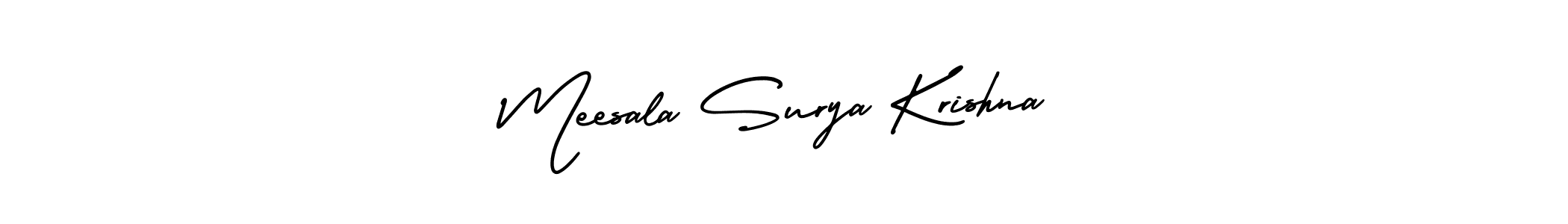 You should practise on your own different ways (AmerikaSignatureDemo-Regular) to write your name (Meesala Surya Krishna) in signature. don't let someone else do it for you. Meesala Surya Krishna signature style 3 images and pictures png