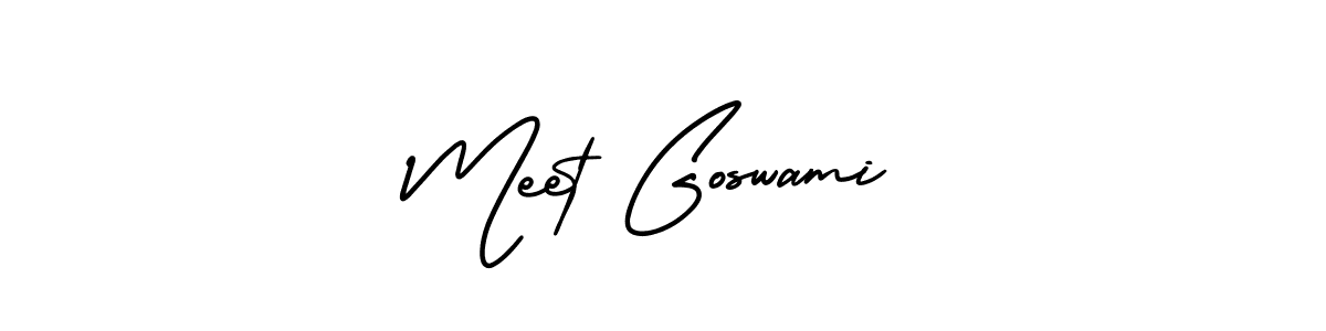 AmerikaSignatureDemo-Regular is a professional signature style that is perfect for those who want to add a touch of class to their signature. It is also a great choice for those who want to make their signature more unique. Get Meet Goswami name to fancy signature for free. Meet Goswami signature style 3 images and pictures png