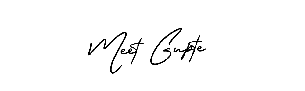 The best way (AmerikaSignatureDemo-Regular) to make a short signature is to pick only two or three words in your name. The name Meet Gupte include a total of six letters. For converting this name. Meet Gupte signature style 3 images and pictures png