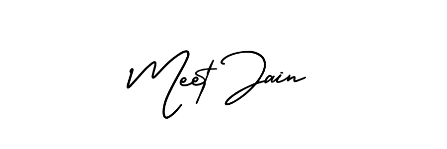 The best way (AmerikaSignatureDemo-Regular) to make a short signature is to pick only two or three words in your name. The name Meet Jain include a total of six letters. For converting this name. Meet Jain signature style 3 images and pictures png