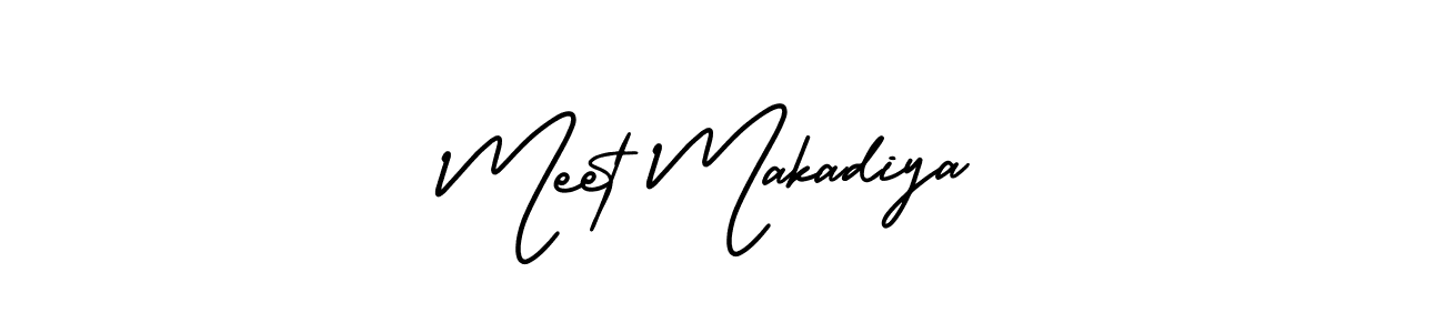 The best way (AmerikaSignatureDemo-Regular) to make a short signature is to pick only two or three words in your name. The name Meet Makadiya include a total of six letters. For converting this name. Meet Makadiya signature style 3 images and pictures png