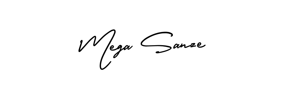 How to make Mega Sanze name signature. Use AmerikaSignatureDemo-Regular style for creating short signs online. This is the latest handwritten sign. Mega Sanze signature style 3 images and pictures png