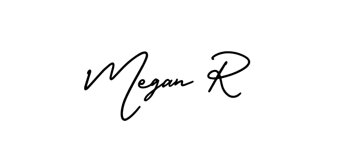 You should practise on your own different ways (AmerikaSignatureDemo-Regular) to write your name (Megan R) in signature. don't let someone else do it for you. Megan R signature style 3 images and pictures png