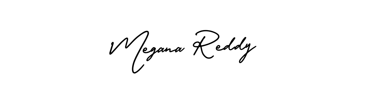You should practise on your own different ways (AmerikaSignatureDemo-Regular) to write your name (Megana Reddy) in signature. don't let someone else do it for you. Megana Reddy signature style 3 images and pictures png