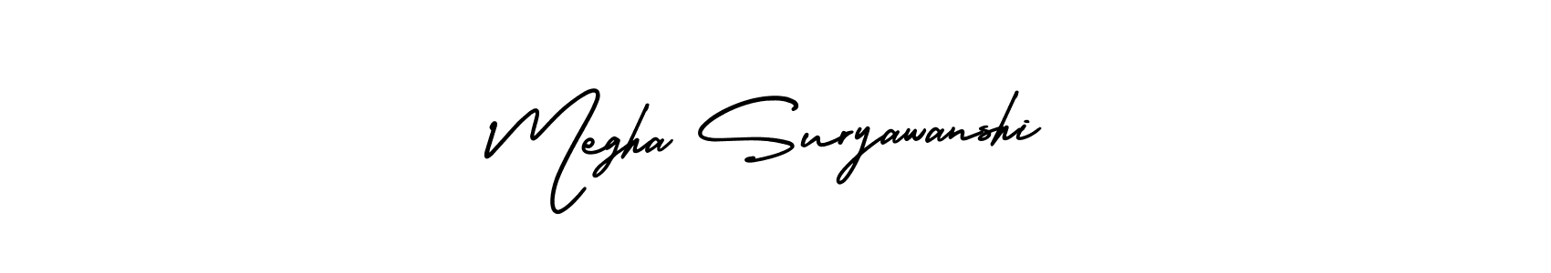 The best way (AmerikaSignatureDemo-Regular) to make a short signature is to pick only two or three words in your name. The name Megha Suryawanshi include a total of six letters. For converting this name. Megha Suryawanshi signature style 3 images and pictures png