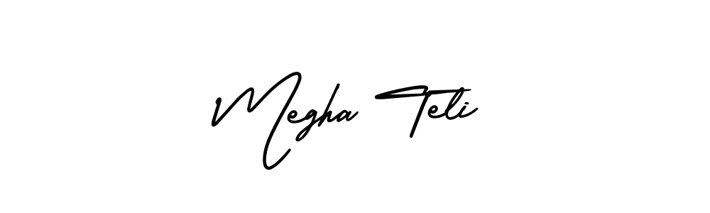 You should practise on your own different ways (AmerikaSignatureDemo-Regular) to write your name (Megha Teli) in signature. don't let someone else do it for you. Megha Teli signature style 3 images and pictures png