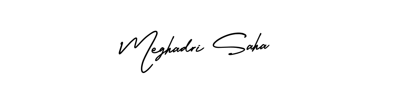 Meghadri Saha stylish signature style. Best Handwritten Sign (AmerikaSignatureDemo-Regular) for my name. Handwritten Signature Collection Ideas for my name Meghadri Saha. Meghadri Saha signature style 3 images and pictures png
