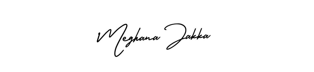 Also You can easily find your signature by using the search form. We will create Meghana Jakka name handwritten signature images for you free of cost using AmerikaSignatureDemo-Regular sign style. Meghana Jakka signature style 3 images and pictures png