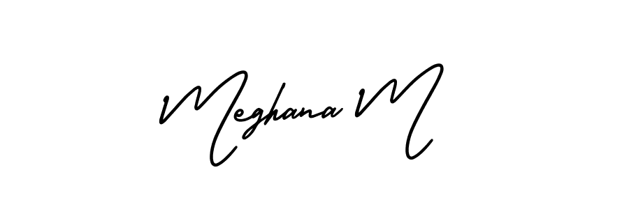 How to make Meghana M signature? AmerikaSignatureDemo-Regular is a professional autograph style. Create handwritten signature for Meghana M name. Meghana M signature style 3 images and pictures png