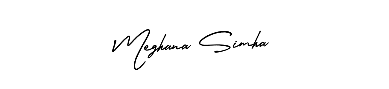 Create a beautiful signature design for name Meghana Simha. With this signature (AmerikaSignatureDemo-Regular) fonts, you can make a handwritten signature for free. Meghana Simha signature style 3 images and pictures png
