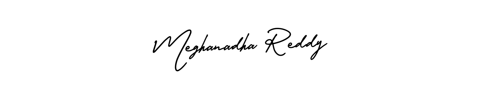 The best way (AmerikaSignatureDemo-Regular) to make a short signature is to pick only two or three words in your name. The name Meghanadha Reddy include a total of six letters. For converting this name. Meghanadha Reddy signature style 3 images and pictures png