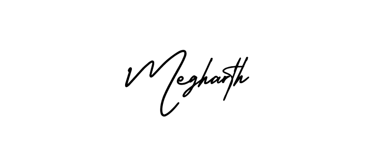 How to make Megharth signature? AmerikaSignatureDemo-Regular is a professional autograph style. Create handwritten signature for Megharth name. Megharth signature style 3 images and pictures png